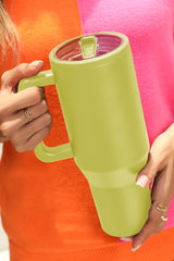 Pear Green Frosted Stainless Handle Large Vacuum Cup with Straw 40oz