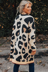 Leopard Animal Print Open Midi Cardigan