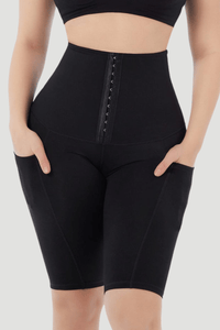 Knee-Length Sports Shaping Body Pants with Pocket Design on Both Sides