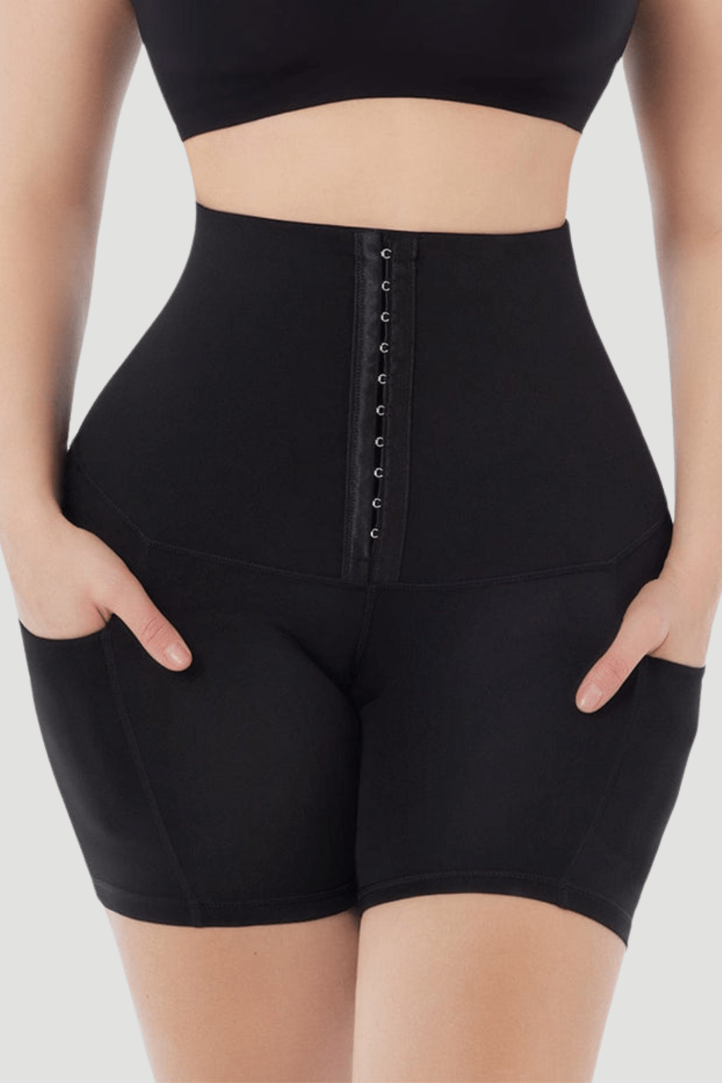 Mid-Thigh Length Sports Shaping Body Pants with Pocket Design on Both Sides