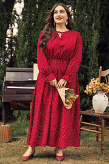 Plus Size Polka Elegance Maxi Women's Dress