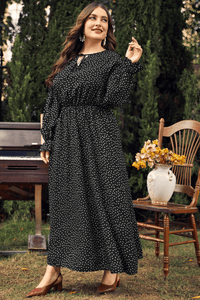 Plus Size Polka Elegance Maxi Women's Dress