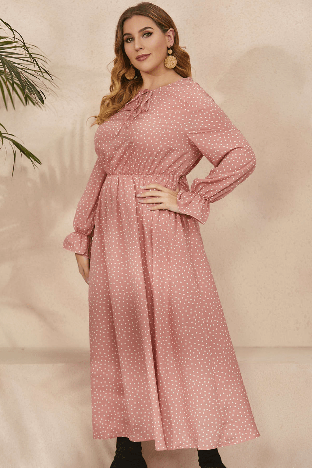 Plus Size Polka Elegance Maxi Women's Dress